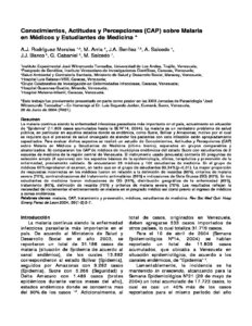 22. Conocimientos Actitudes y Percepciones CAP sobre Malaria en Médicos y Estudiantes de Medicina 2004 pdf